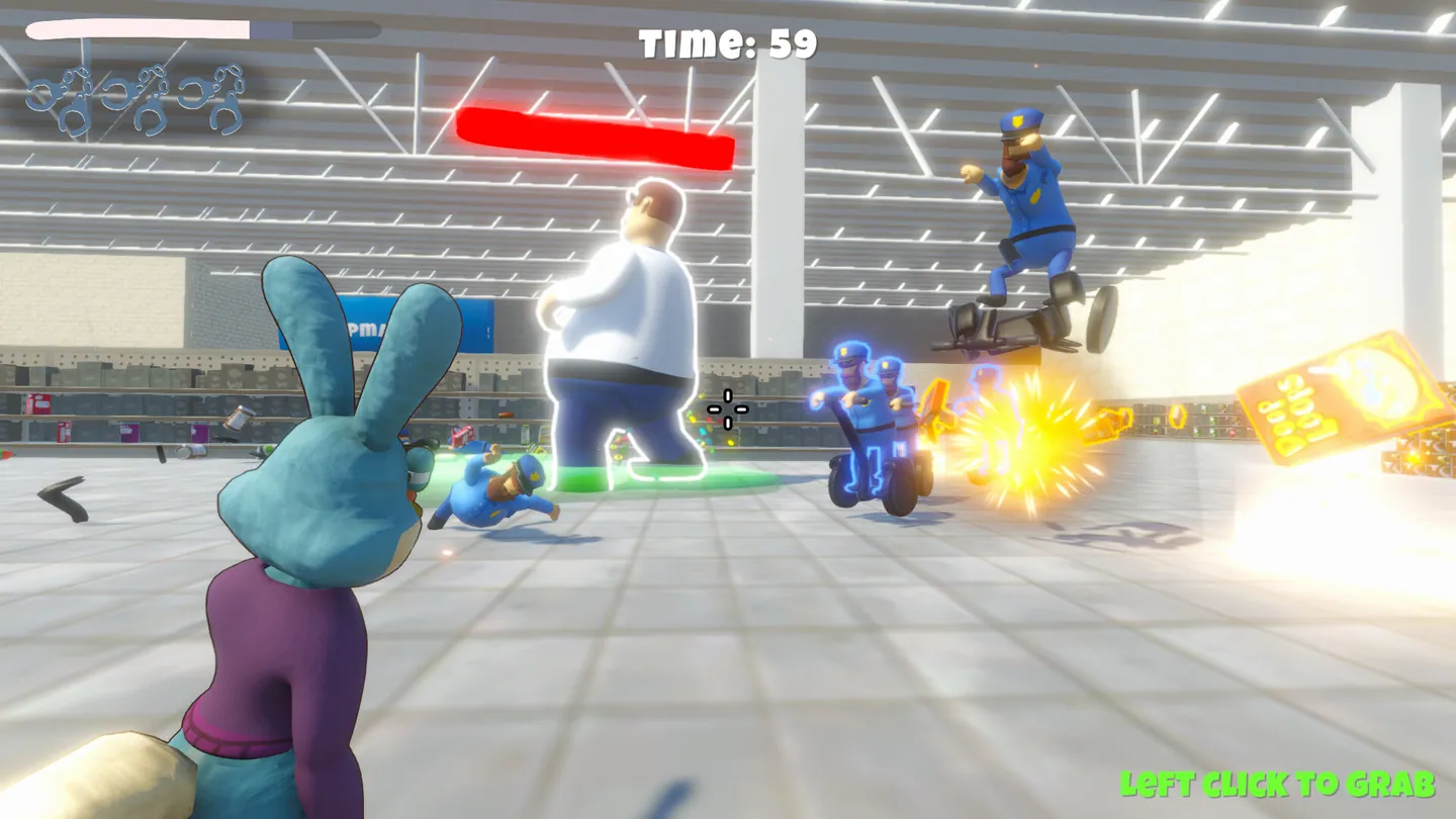 Fast first-person combat against supermarket enemies